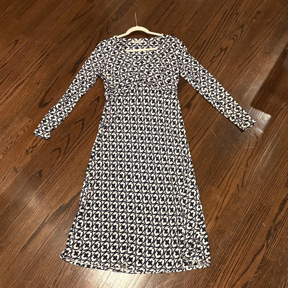 Boden Navy and White Geometric Dress